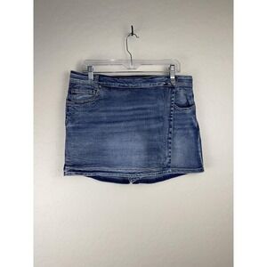 9th & Main Denim Skort Size 16 Blue Stretch Mid-Rise Cuffed Hem